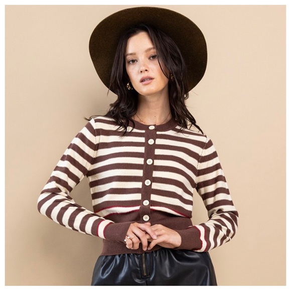 Stripe Knit Long Sleeve Cardigan - Picture 8 of 8